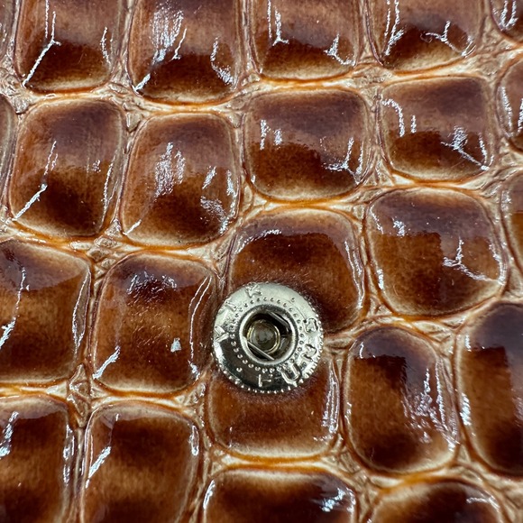 Big Buddha Brown Croc Embossed Wallet Clutch Zip Coin Purse Charm - Picture 12 of 16